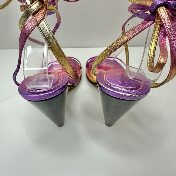 Isabel Marant Aliza 40/US 10 Strappy Ombre Metallic Pink Heel Sandals - Picture 9 of 12